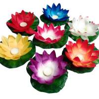 Wasserlaterne Lotusblüte Seerose Schwimmlaterne mit Teelicht Kerze bunt
