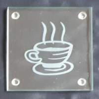 Noble designer glass coasters with engraving and various motifs 9 x 9cm for decoration for Christmas