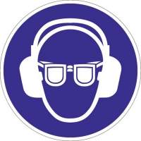Use foil hearing/eye protection D.200mm blue/white ASR A1.3 DIN EN ISO 7010
