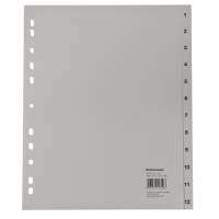 Soennecken register 2133 DIN A4 1-12 full height extra wide PP grey