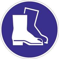 Sign use foot protection D.200mm plastic blue/white ASR A1.3 DIN EN ISO 7010