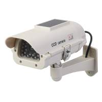 Solar powered dummy security camera with LED light