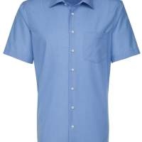 Seidensticker REGULAR Kurzarm-Hemd, Fil-à-Fil, Kent-Kragen, blau, Größe/Kragenweite 45 / verfügbar 1 Stück