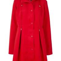 Manteau femme avec capuche et plis rouge