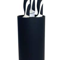 KitchenCover knife block empty without knives with removable bristle insert black, 11x22 cm, remaining stock wholesale