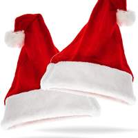 2er Samt Weihnachtsmütze Nikolausmütze Mütze Weihnachten Nikolaus rot für Erwachsene & Kinder - Weihnachtsfeier Weihnachtsmarkt