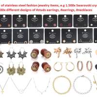 20.000 gioielli alla moda realizzati in acciaio inossidabile, inclusi orecchini con Swarovski Elements , orecchini, collane di T